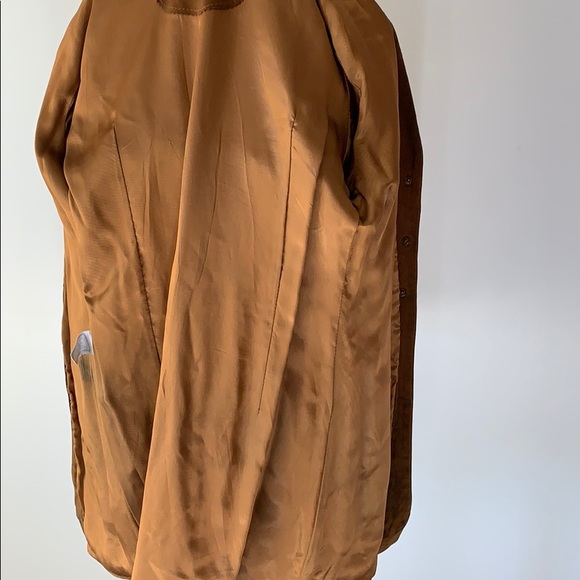 Italian sueded-leather fitted copper long blazer - Picture 6 of 7